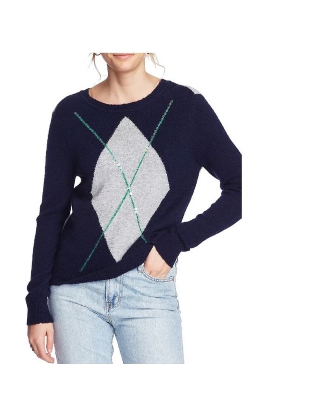 Court & Rowe Cozy Boucle Sequin Argyle Sweater